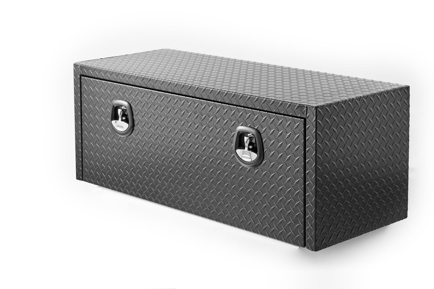48 Inch Aluminum Underbody Truck Tool Box Heavy Duty Underbed Toolbox Tool Storage Organizer Chest With Lock And Keys, Waterproof Trailer Box, Extra Thick Diamond Thread Plate Matte Black Finish