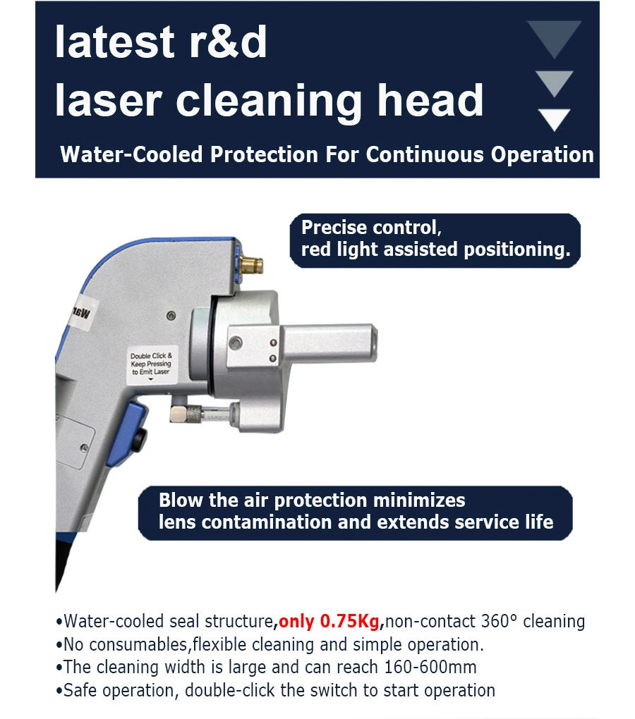 2000W Handheld Continuous Fiber Laser Cleaning Machine MAX Laser Source Fiber Laser Cleaner Metal Rust Removal Machine