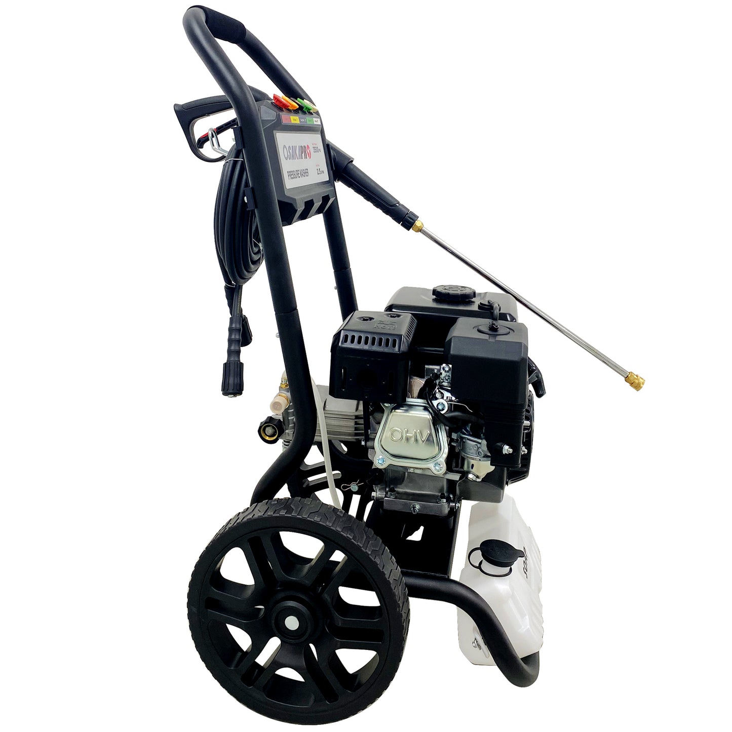 US Stock 3500PSI Gas Pressure Washer, 2.5GPM Gas Powered High Pressure Washer with 212CC RATO Engine, 5PCS Adjustable Nozzles, Onboard Soap Tank, Spray Gun and Wand, Multi use. Black Color
