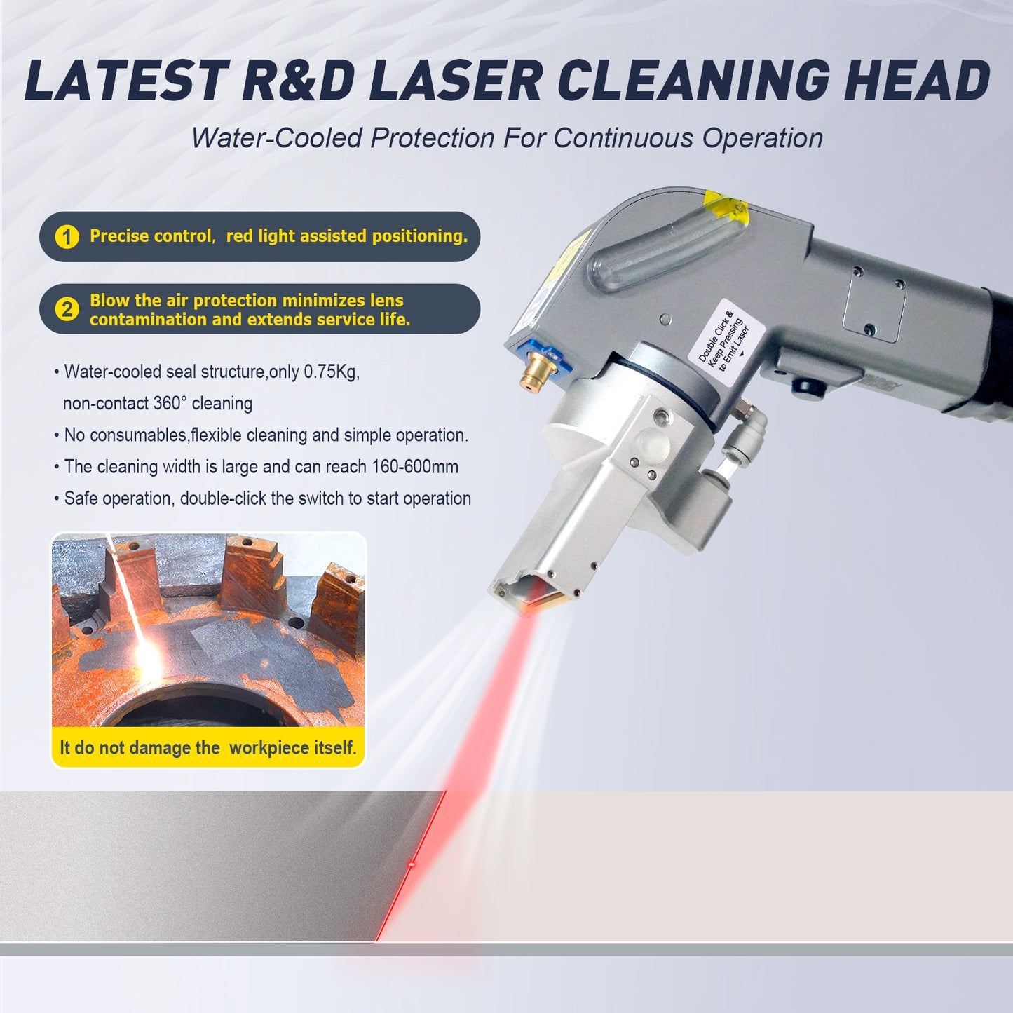 2000W Handheld Continuous Fiber Laser Cleaning Machine MAX Laser Source Fiber Laser Cleaner Metal Rust Removal Machine