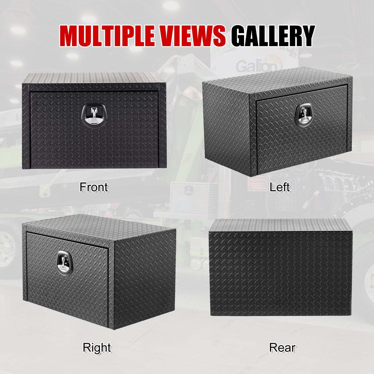 30 Inch Aluminum Underbody Truck Tool Box Heavy Duty Underbed Toolbox Tool Storage Organizer Chest With Lock And Keys, Waterproof Trailer Box, Extra Thick Diamond Thread Plate Matte Black Finish