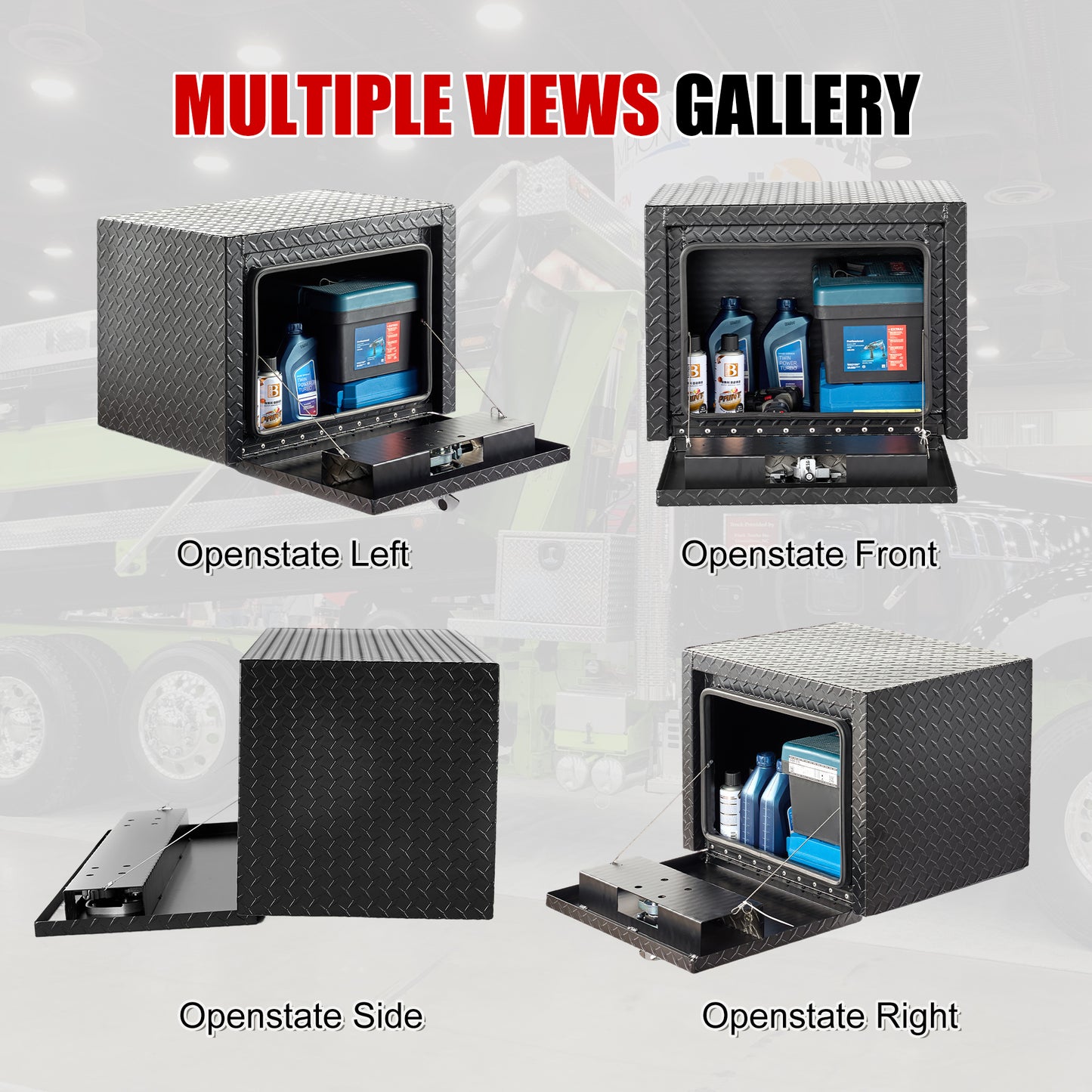 24 Inch Aluminum Underbody Truck Tool Box Heavy Duty Underbed Toolbox Tool Storage Organizer Chest Waterproof Diamond Thread Plate Ideal For Pickup Truck ATV RV Trailer