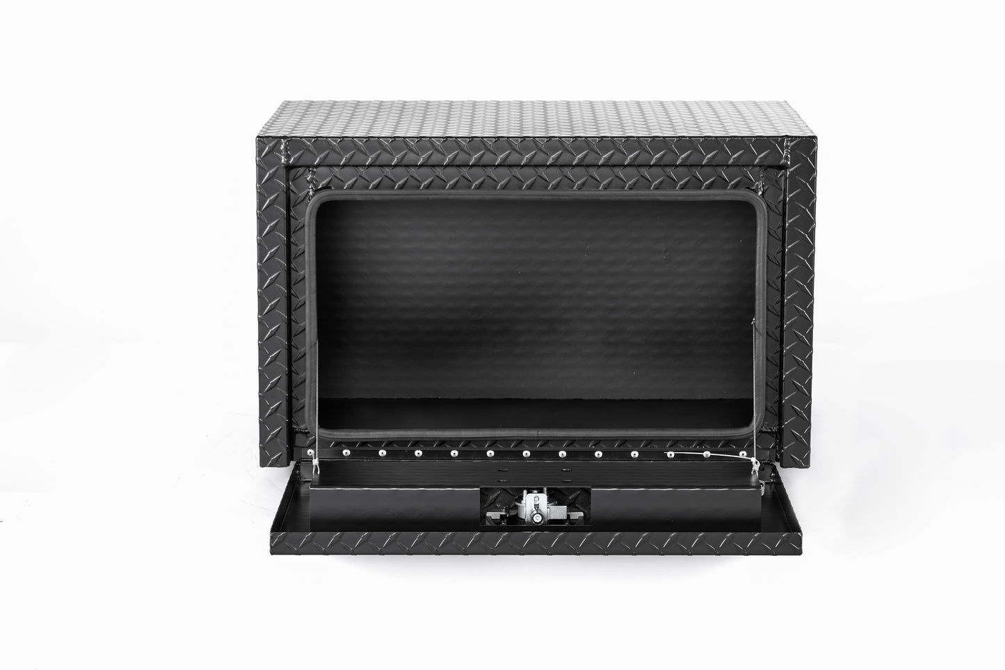 30 Inch Aluminum Underbody Truck Tool Box Heavy Duty Underbed Toolbox Tool Storage Organizer Chest With Lock And Keys, Waterproof Trailer Box, Extra Thick Diamond Thread Plate Matte Black Finish