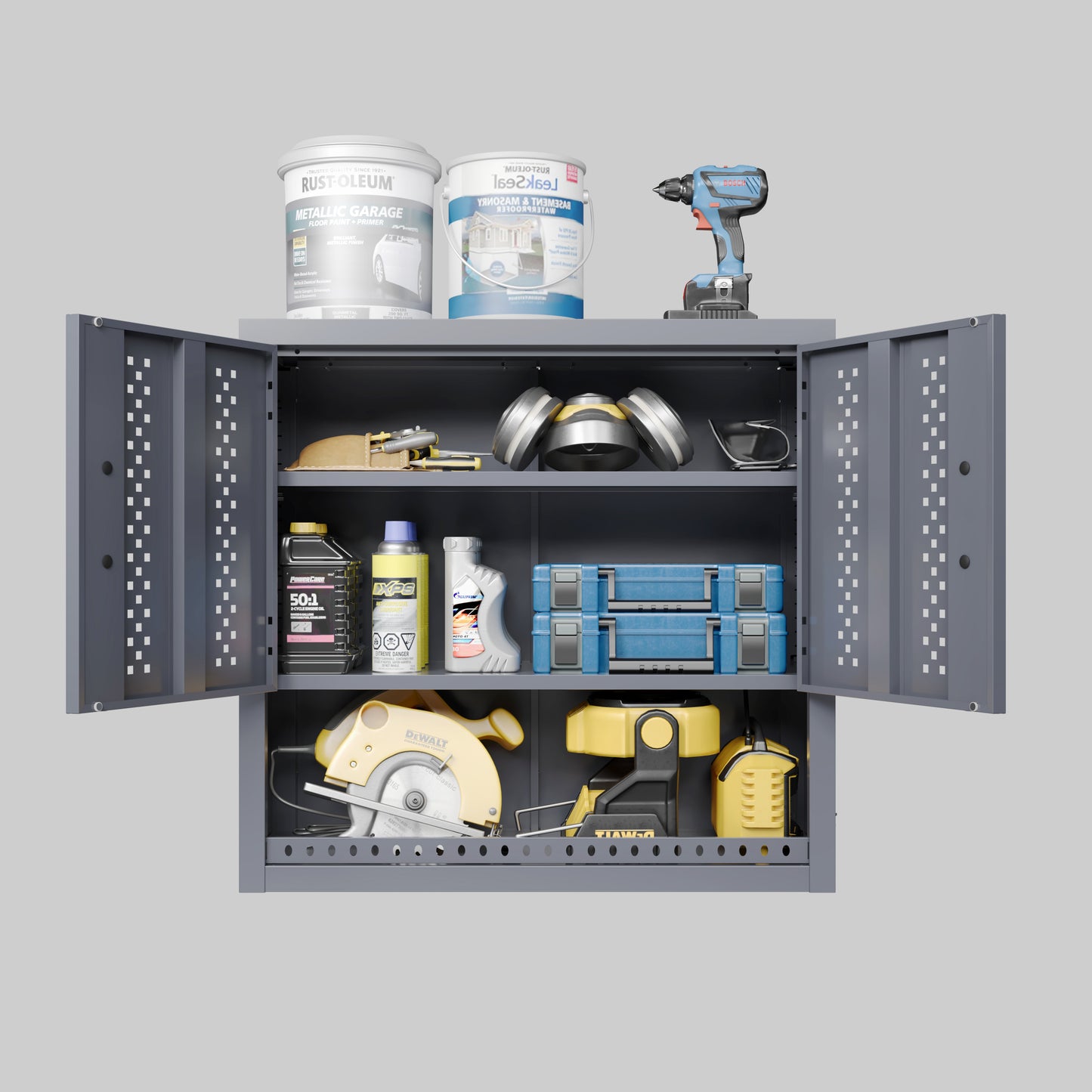 Us Stock 30.31" H Metal Garage Cabinet With Door, Wall-Mounted Storage Cabinet, Floating Tool Cabinet For Basements, Kitchens, And Warehouses (Gray)