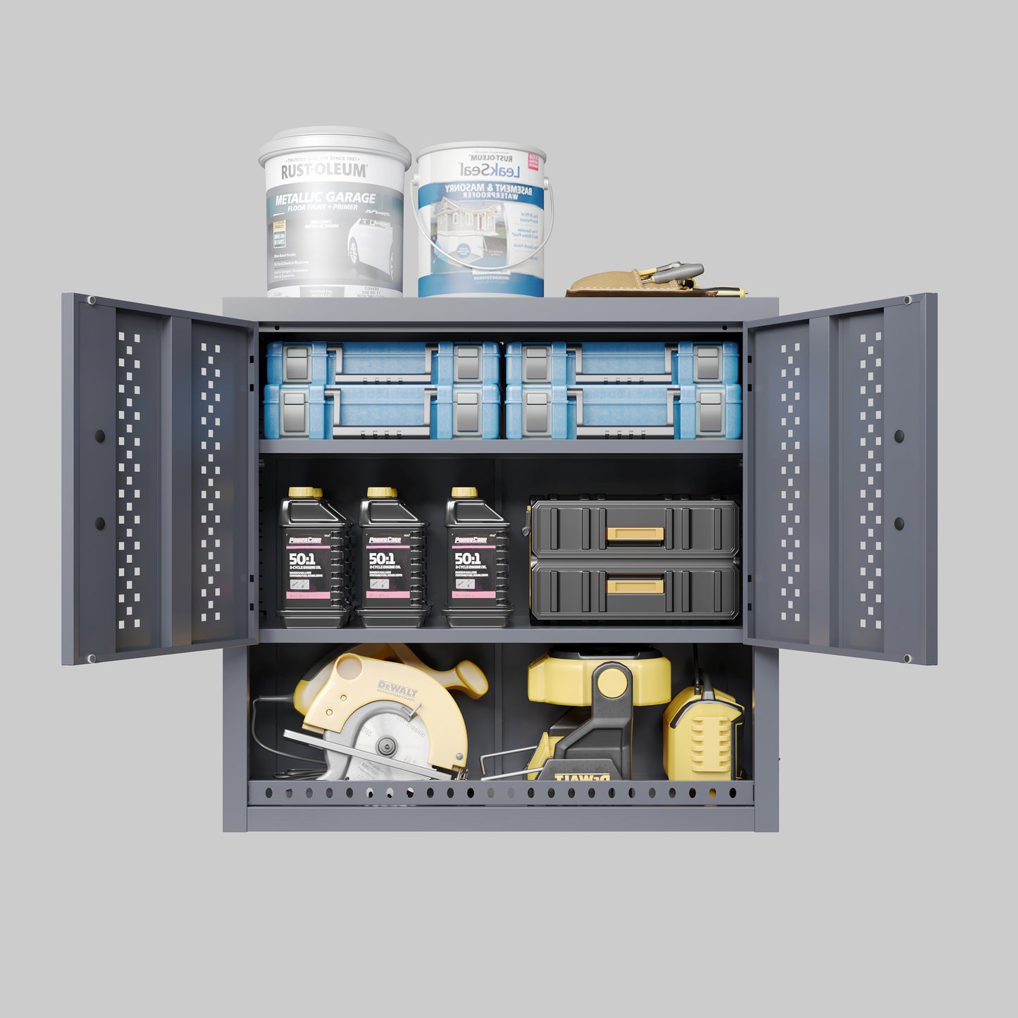 Us Stock 30.31" H Metal Garage Cabinet With Door, Wall-Mounted Storage Cabinet, Floating Tool Cabinet For Basements, Kitchens, And Warehouses (Gray)