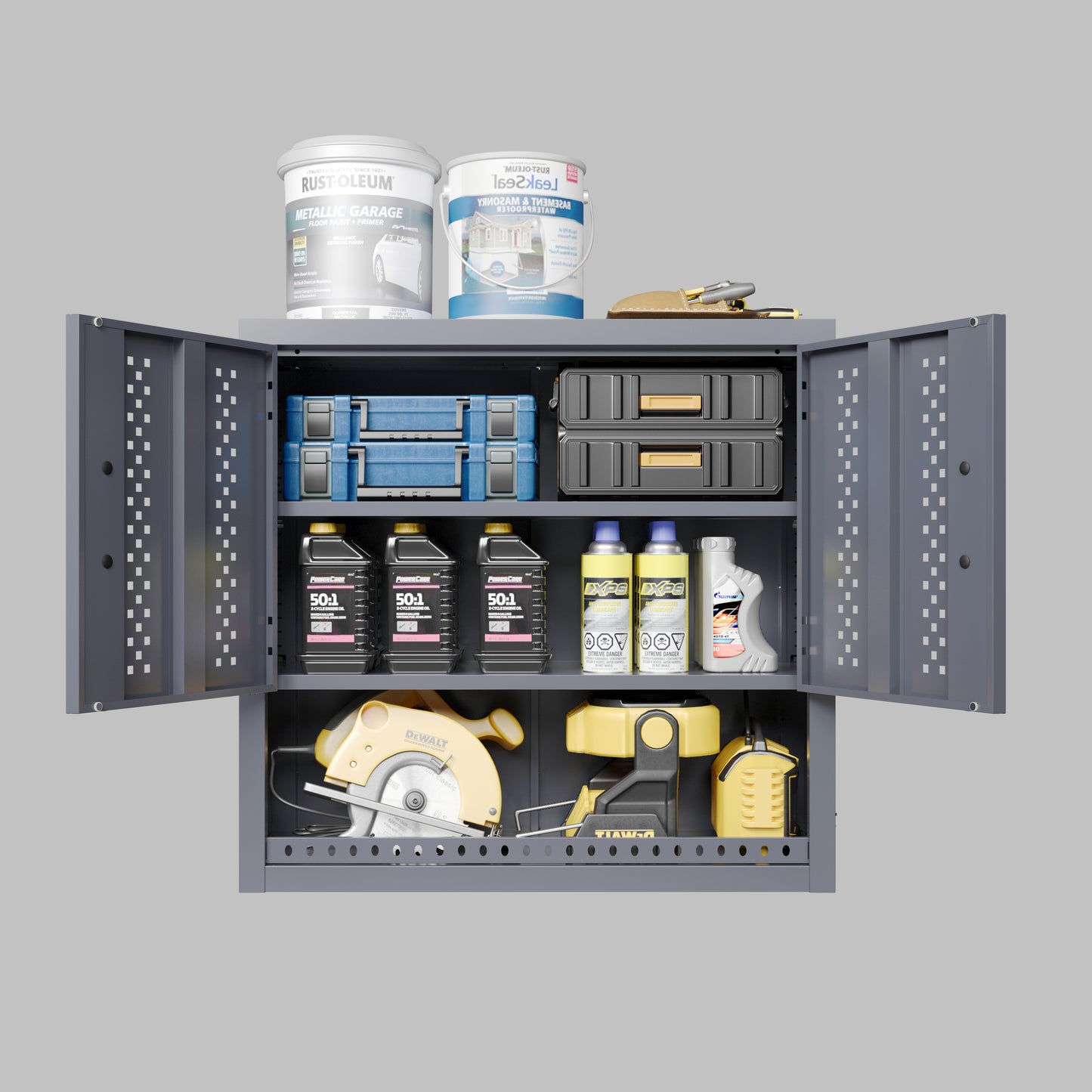 Us Stock 30.31" H Metal Garage Cabinet With Door, Wall-Mounted Storage Cabinet, Floating Tool Cabinet For Basements, Kitchens, And Warehouses (Gray)