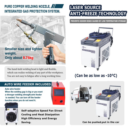 1500W Water Cooled Fiber Laser Welding Machine Continuous Fiber Laser Welder Stainless Steel Carbon Steel  Aluminum Alloy Welding Machine