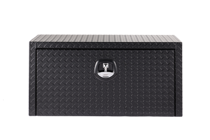 36 Inch Aluminum Underbody Truck Tool Box Heavy Duty Underbed Toolbox Tool Storage Organizer Chest With Lock And Keys, Waterproof Trailer Box, Extra Thick Diamond Thread Plate Matte Black Finish