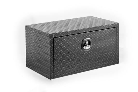 36 Inch Aluminum Underbody Truck Tool Box Heavy Duty Underbed Toolbox Tool Storage Organizer Chest With Lock And Keys, Waterproof Trailer Box, Extra Thick Diamond Thread Plate Matte Black Finish