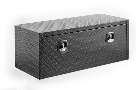 48 Inch Aluminum Underbody Truck Tool Box Heavy Duty Underbed Toolbox Tool Storage Organizer Chest With Lock And Keys, Waterproof Trailer Box, Extra Thick Diamond Thread Plate Matte Black Finish