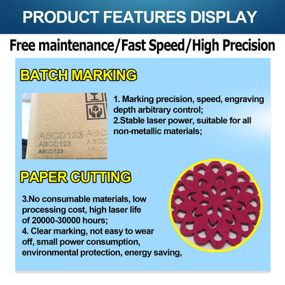 BOST 35W CO2 Laser Engraver Wood Bamboo Leather Marking Machine 175*175mm Lens with Rotary Axis