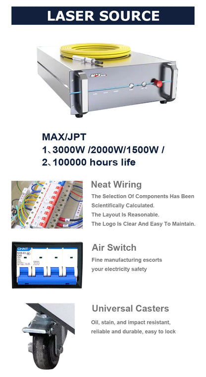 MAX 1500W 2000W 3000W Handheld Continuous Laser Rust Removal Water Cooled Fiber Laser Cleaning Machine For Metal Rust Oil Paint Stains Coating Removal