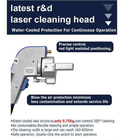 MAX 1500W 2000W 3000W Handheld Continuous Laser Rust Removal Water Cooled Fiber Laser Cleaning Machine For Metal Rust Oil Paint Stains Coating Removal
