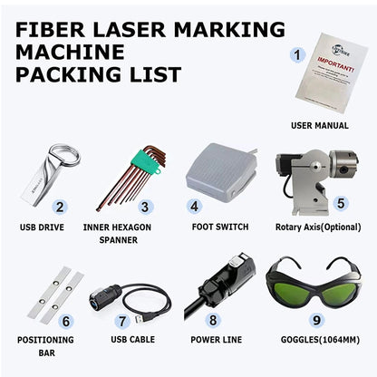 30W JPT LP+ Fiber Lasesr Engraver 175x175mm Marking Area Fiber Laser Marking Machine for Metal & Jewelry with D80 Rotary Axis
