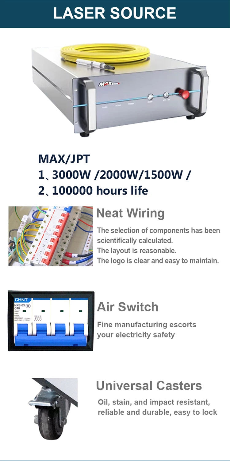 1500W Water Cooled Fiber Laser Welding Machine Continuous Fiber Laser Welder Stainless Steel Carbon Steel  Aluminum Alloy Welding Machine