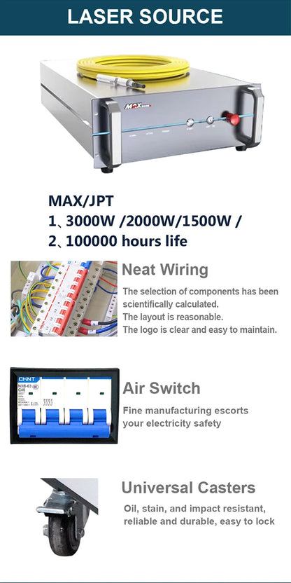 1500W Water Cooled Fiber Laser Welding Machine Continuous Fiber Laser Welder Stainless Steel Carbon Steel  Aluminum Alloy Welding Machine
