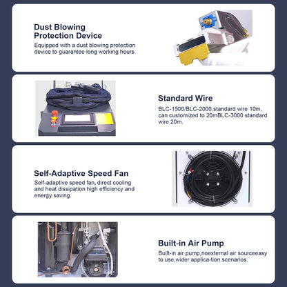 MAX 1500W 2000W 3000W Handheld Continuous Laser Rust Removal Water Cooled Fiber Laser Cleaning Machine For Metal Rust Oil Paint Stains Coating Removal