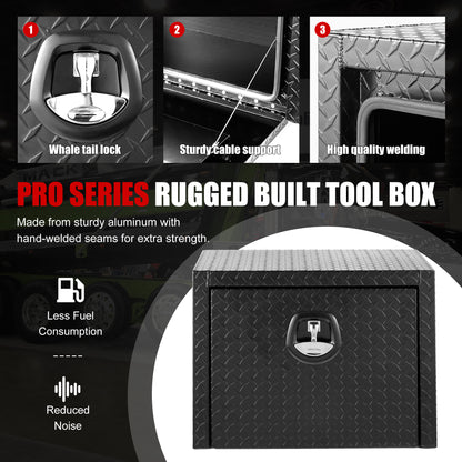 24 Inch Aluminum Underbody Truck Tool Box Heavy Duty Underbed Toolbox Tool Storage Organizer Chest Waterproof Diamond Thread Plate Ideal For Pickup Truck ATV RV Trailer