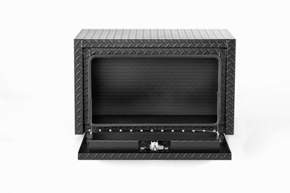 30 Inch Aluminum Underbody Truck Tool Box Heavy Duty Underbed Toolbox Tool Storage Organizer Chest With Lock And Keys, Waterproof Trailer Box, Extra Thick Diamond Thread Plate Matte Black Finish