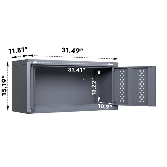 US Stock 11.81" H Metal Garage Cabinet With Door, Wall-Mounted Storage Cabinet, Floating Tool Cabinet For Basements, Kitchens, And Warehouses (Gray)