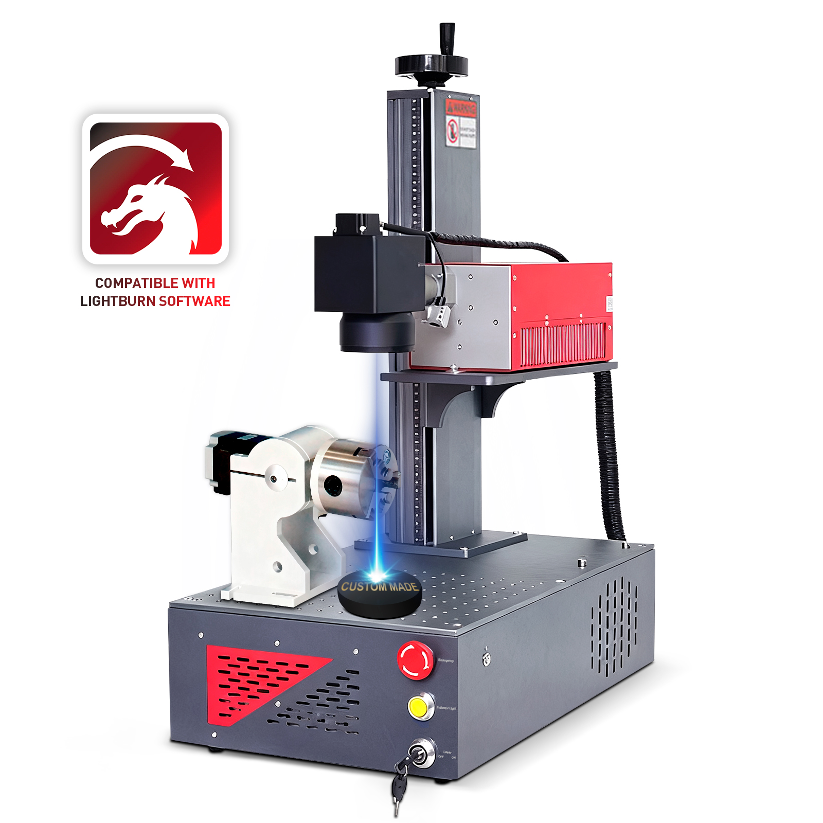 Desktop 5W JPT UV Laser Engraving Machine 175x175mm Lens Air Cooling UV Laser Marking Machine For Glass, Metal, Plastic, Wood, Jewelry DIY Crafts with D80 Rotary Axis