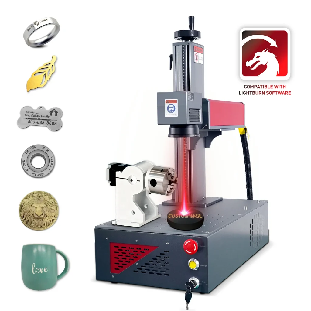 Desktop 20W/30W/50W MAX Fiber Laser Engraver 110x110mm Marking Area Fiber Laser Marking Machine Compatible with Lightburn